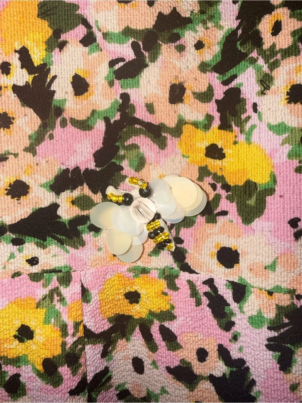 Betsey Johnson Asymmetrical Floral Midi Dress Bumble Bees Tea Party - Picture 7 of 10